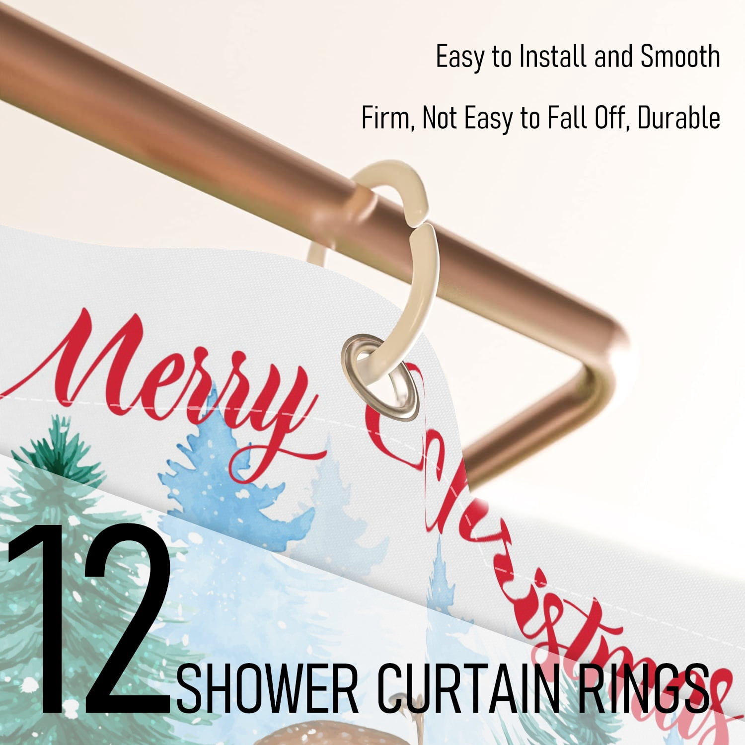 Mizhona Merry Christmas Shower Curtain Xmas Tree Snowman Red Truck for Bathroom Holiday Winter New Year Waterproof Decor 72"x78"