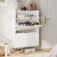 thumbnail image 3 of Masupu Shoe Storage Cabinet, Shoe Cabinet with 2 Flip Drawers Entryway Shoe Storage Freestanding Shoe Organizer Cabinet with Metal Leg, Narrow Shoe Rack Cabinet, Diamond White, 3 of 9