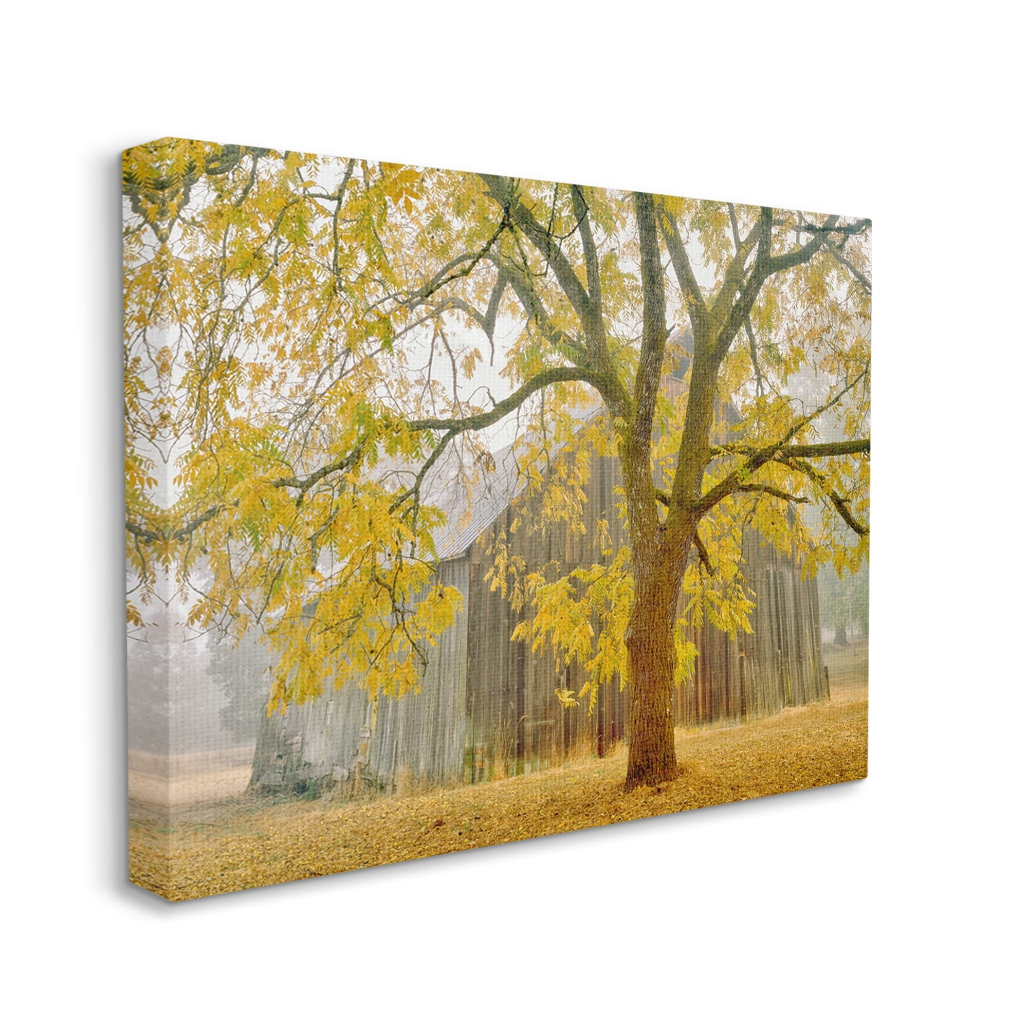 Stupell Industries Rustic Cabin Autumn Foliage Landscape Photography Gallery Wrapped Canvas Print Wall Art