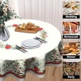 thumbnail image 4 of Merry Christmas Flowers Round Tablecloth Winter Red Flowers and Leaf Table Cloth 60 Inch Christmas Decor Holiday Xmas Table Cover Winter Tablecloth Reusable for Kitchen Dining Home Outdoor Decor, 4 of 8