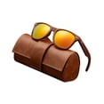 thumbnail image 4 of Gafas de clásicas con montura de madera y estuche para mujer y hombre, ideales para actividades al aire libre. Amarillo, 4 of 8