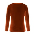 thumbnail image 5 of Kinrui Womens Long Sleeve Velvet Shirts Teens Junior Crew Neck Casual Fall Tops Loose Fit Lightweight Blouse Soft Comfy Shirt Orange,M, 5 of 7