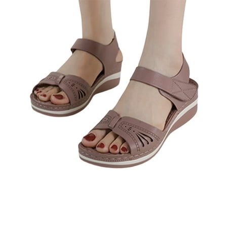 

Gillac Womens Hollow Out Platform Wedge Summer Casual Sandals Soft Comfy Beach Outdoor Walking Shoes