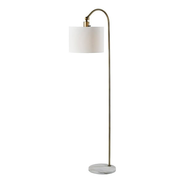 Adesso Meredith 59" 3-Way Marble & Antique Brass Task Floor Lamp with White Drum Shade