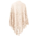 thumbnail image 3 of Sokhug Womens Winter One-Tone Suede Shawl Cloak With Hollow Fringe Warm Cold Weather Scarf Accessory, 3 of 3