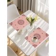 thumbnail image 5 of Pink Floral Placemats Set of 4, Circular Flowers Ethnic Abstract Aesthetic Placemats for Dining Table, Place Mats for Kitchen Tabletop, Waterproof Wipeable Dining Table Mats Set, 5 of 9