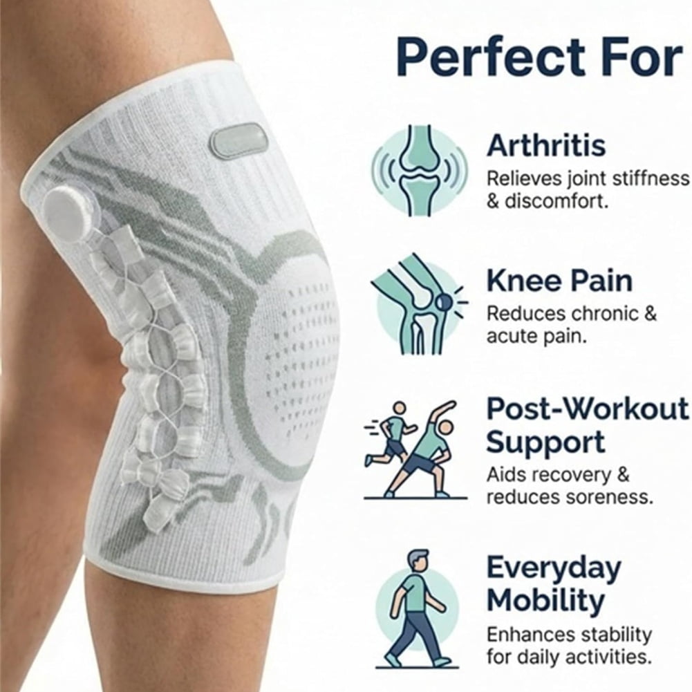Kneevo Knee Brace, Adjustable Dial Knee Support with Strap System, Compression Knee Stabilizer with Patella Gel Pad & Side Stabilizers, Breathable Sports Knee Sleeve for Running