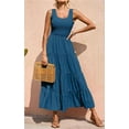 thumbnail image 2 of Womens Smocked Sleeveless Tiered Long Dresses, 2 of 13