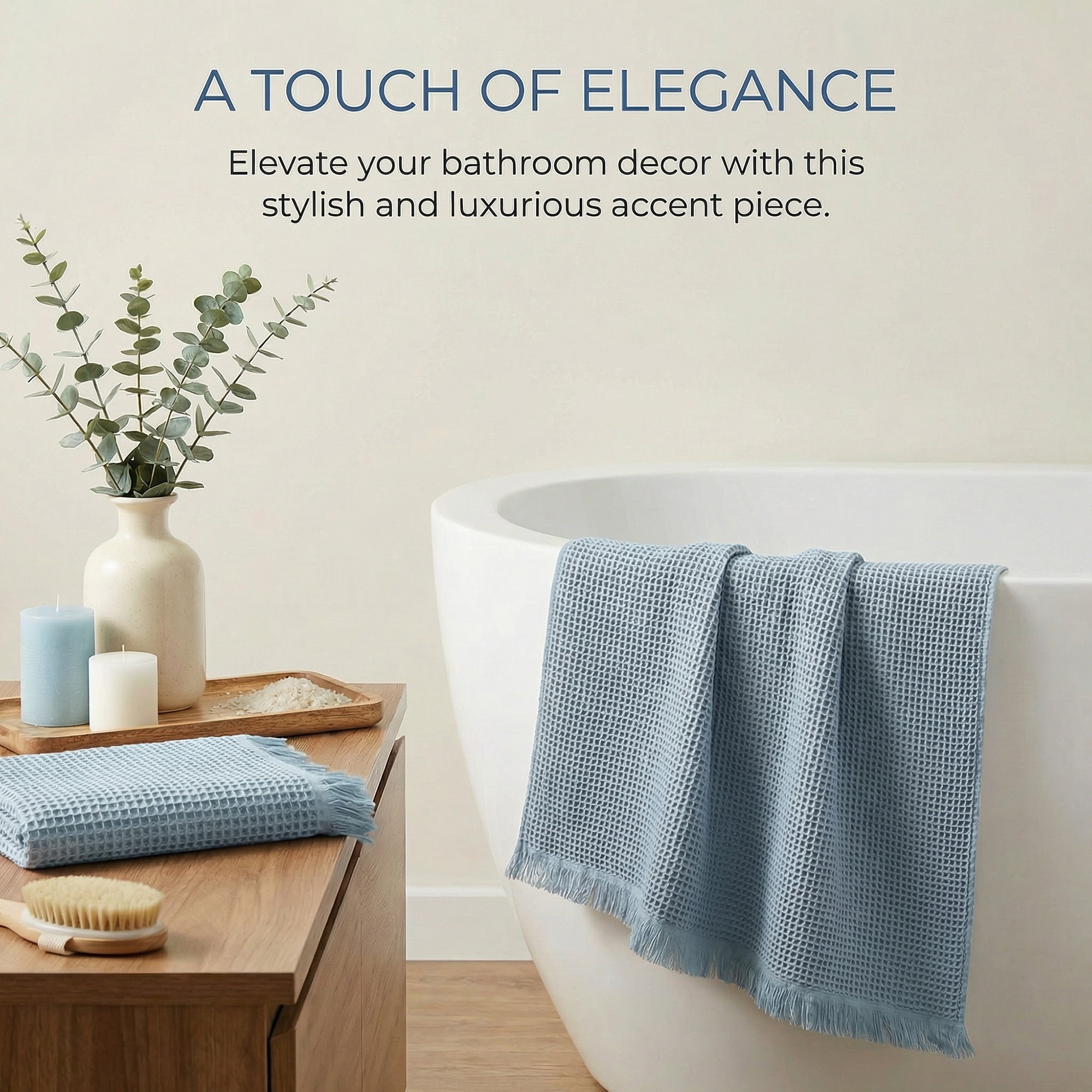 Unique Bargains Soft Absorbent Cotton Waffle Bath Towel Blue/Pink 71"x35"