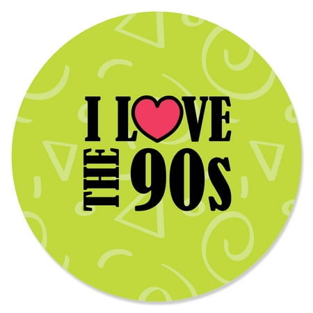 90's Throwback  - 1990s Party Circle Sticker Labels - 24 Count