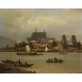 thumbnail image 2 of Hermann Meyerheim 18x15 Gold Ornate Wood Frame and Double Matted Museum Art Print Titled - The Island of Niederwerth on the Rhine, Near Koblenz, 2 of 4