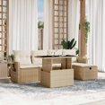 thumbnail image 1 of vidaXL 6 Piece Garden Sofa Set with Cushions Beige Poly Rattan, 1 of 5