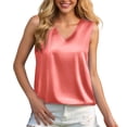 thumbnail image 2 of Xijirk Women V Neck Sleeveless Tank Top Smooth Loose Fit Camisole for Daily Casual Wear,Red,XXL, 2 of 5