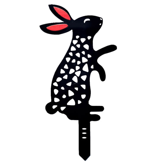 Animal Silhouette Stake Bunny Rabbit Garden Stake Yard Art Lawn Outdoor Patio Home Decor Floral Cutouts Metal Easter Decorations Country