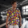 thumbnail image 3 of Wukai Hawaiian Style Print Men's Short-Sleeved Mesh T-Shirt,Quick-Dry Short Sleeve Workout T-Shirt-X-Small, 3 of 8
