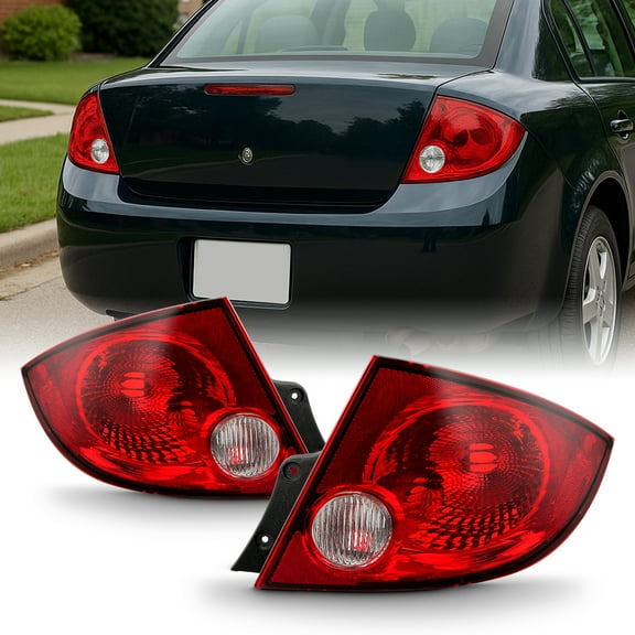 AKKON - For Chevy Cobalt |Pontiac G5 Pursuit 4Dr Sedan Red Clear Rear Tail Lights Brake Lamps Repalcement Pair
