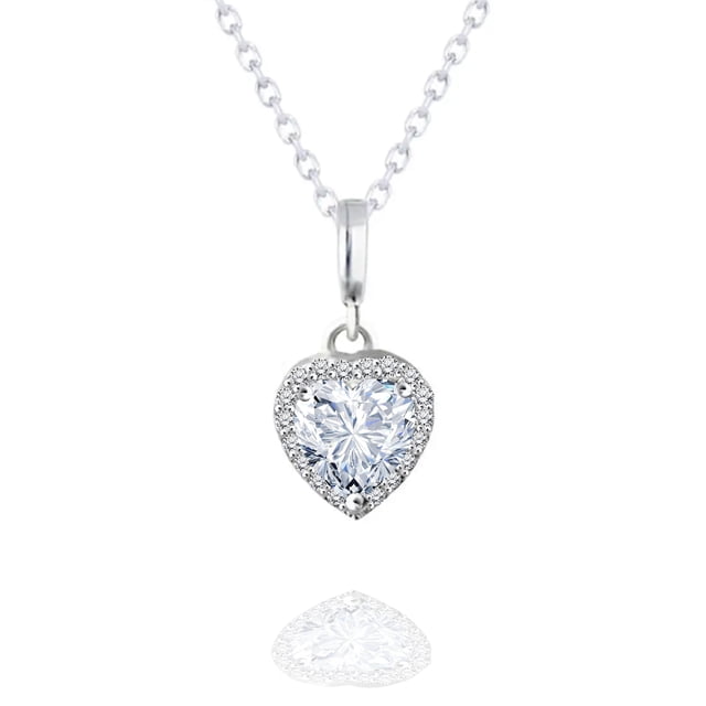 Collar con Colgante de Corazón Eterno de 1 Quilate Moissanita Abril Chapado En Oro Blanco de 18 K JeenMata