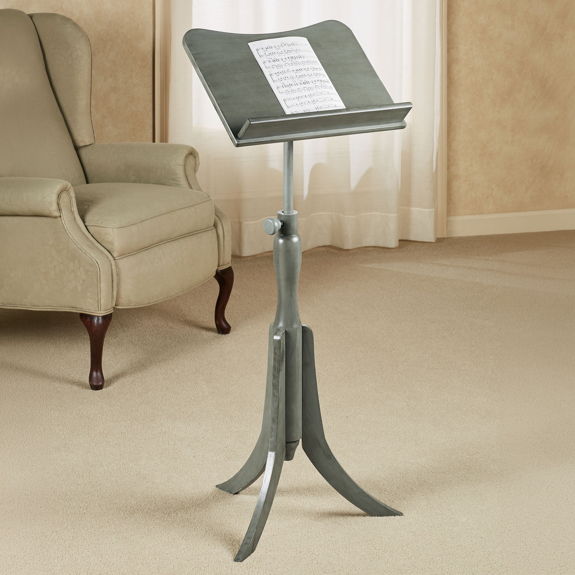 Parke Music Stand Gray - Made of Wood - Adjustable - Wooden Stands for Conductors, Musicians, Lecturers