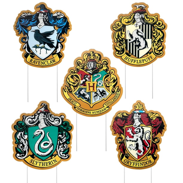 Set de decoración de césped con 5 casas con rubíes y emblemas de Harry Potter