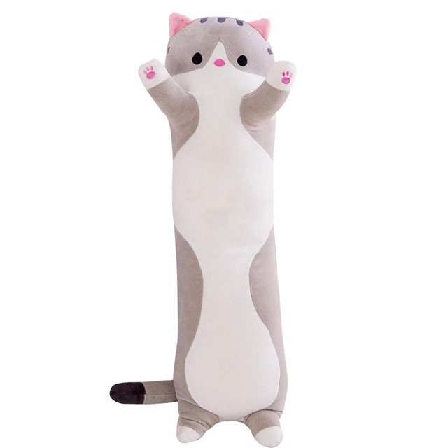 70cm Figura de gato durmiendo suave, almohada, Animal relleno, muñeca, juguete de peluche cilíndrico largo para niños