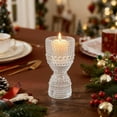 thumbnail image 4 of Small Wine Glass Candle Holder, 3.9-Inch Clear Glass Candlestick for Taper Candles, Desktop Decor for Table, Mantel or Gift Clear, 4 of 6