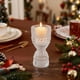 thumbnail image 4 of Candelabro Pequeño Navideño de Copa de Vino | Portavelas Cónico de Vidrio Grueso Transparente con Orificio de 3,8 Cm | Elegante Adorno de Escritorio para Mesa de Comedor, Repisa de Chimenea, Decoraci, 4 of 6