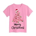 thumbnail image 4 of Staki Toddler Girl Christmas Shirt Kids Ugly Xmas Tshirt Cotton Short Sleeve Tee Top Sweaters for Girl(Pink,5-6 Years), 4 of 6
