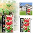 thumbnail image 2 of Baccessor Spring Summer Watermelon Welcome Flag 12.5x18 Inch Double Burlap Hello Summer Fruit Banner Memorial Day Banner Flags Large Garden Flag Holder Wall Flags for Room Flag Training Retractable, 2 of 7