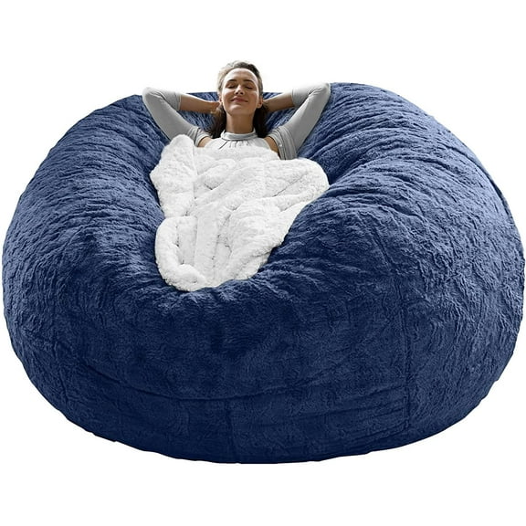 RAINBEAN Bean Bag Bed Chair Sofa Cover, (Cover only,No Filler) Plush Comfortable Round Soft,Kids Couch Living Room Furniture 5ft Darkblue