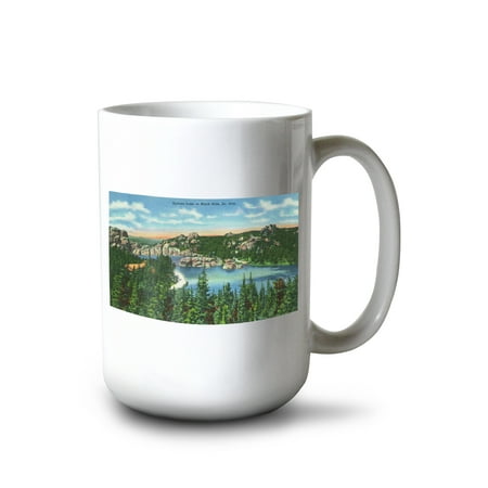 

15 fl oz Ceramic Mug Black Hills South Dakota Aerial View of Sylvan Lake Dishwasher & Microwave Safe