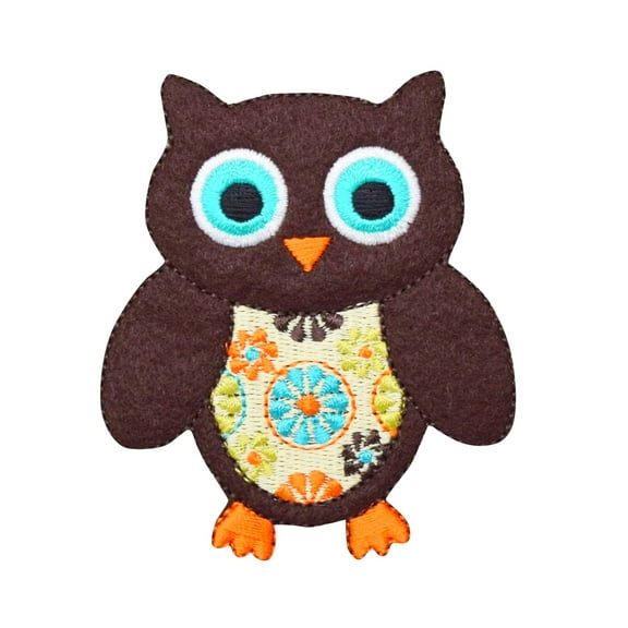 Large Brown Retro Owl - Bird - Iron on Applique/Embroidered Patch