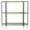 thumbnail image 2 of 48.5x16.5x50" 3-Tier Metal Console Table, Black Gold Mirrored Shelf, 2 of 5