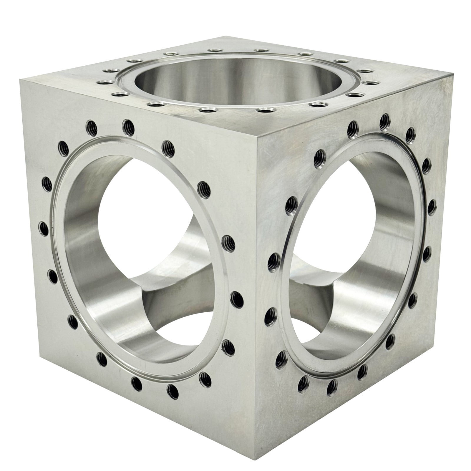 M8 Conflat UHV 6-Way Cube Flange Ultra High Vacuum Chamber 304SS CF100
