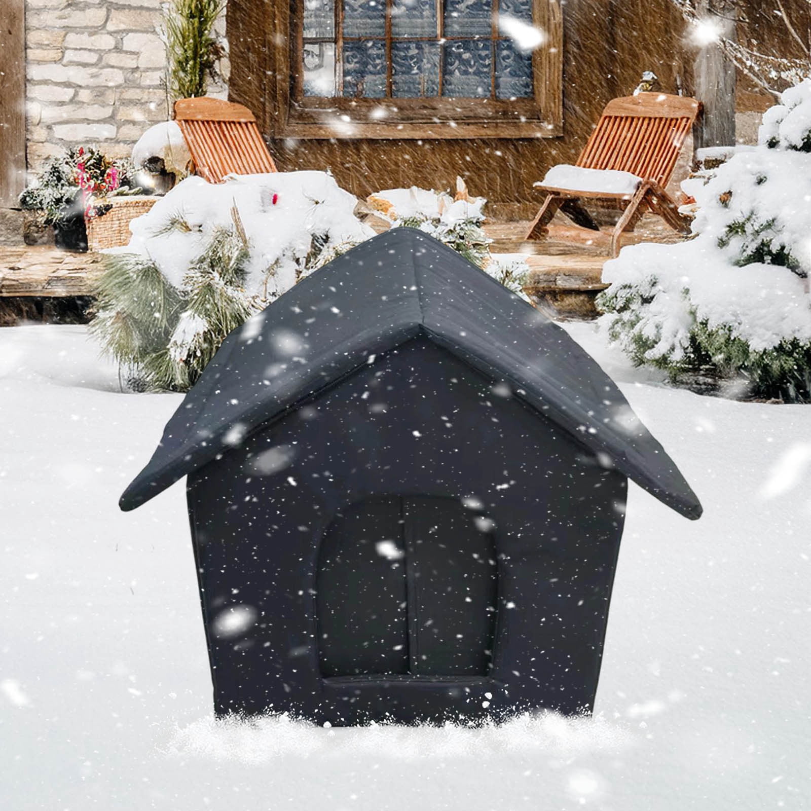 Outdoor Cat House Weatherproof Waterproof Oxford Cloth Shelter with Removable Zippered Cushion Portable Winterproof Cat Cave for Outdoor Cats and Small Pets Protection