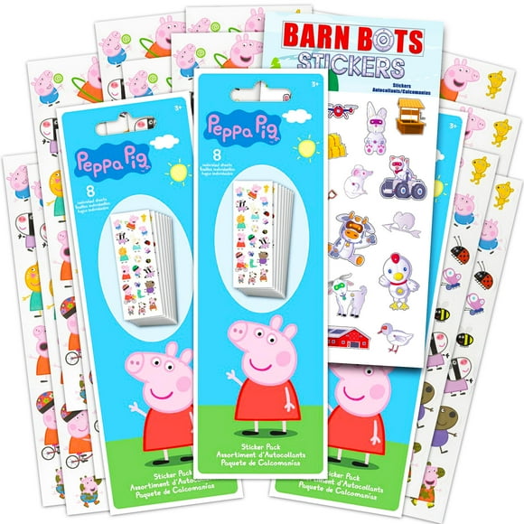 Peppa Pig Party Favors Sticker Set - Bundle Includes 24 Sheets of Peppa Pig Stickers, Over 300 Stickers Total, with Bonus Farm Animal Stickers (Peppa Pig Stickers and Party Favors)