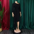 thumbnail image 4 of AURA Plus Size Summer Office Pencil Midi Dress Three Quarter Sleeve Pleated Professional African Elegant Work Dress, 4 of 10
