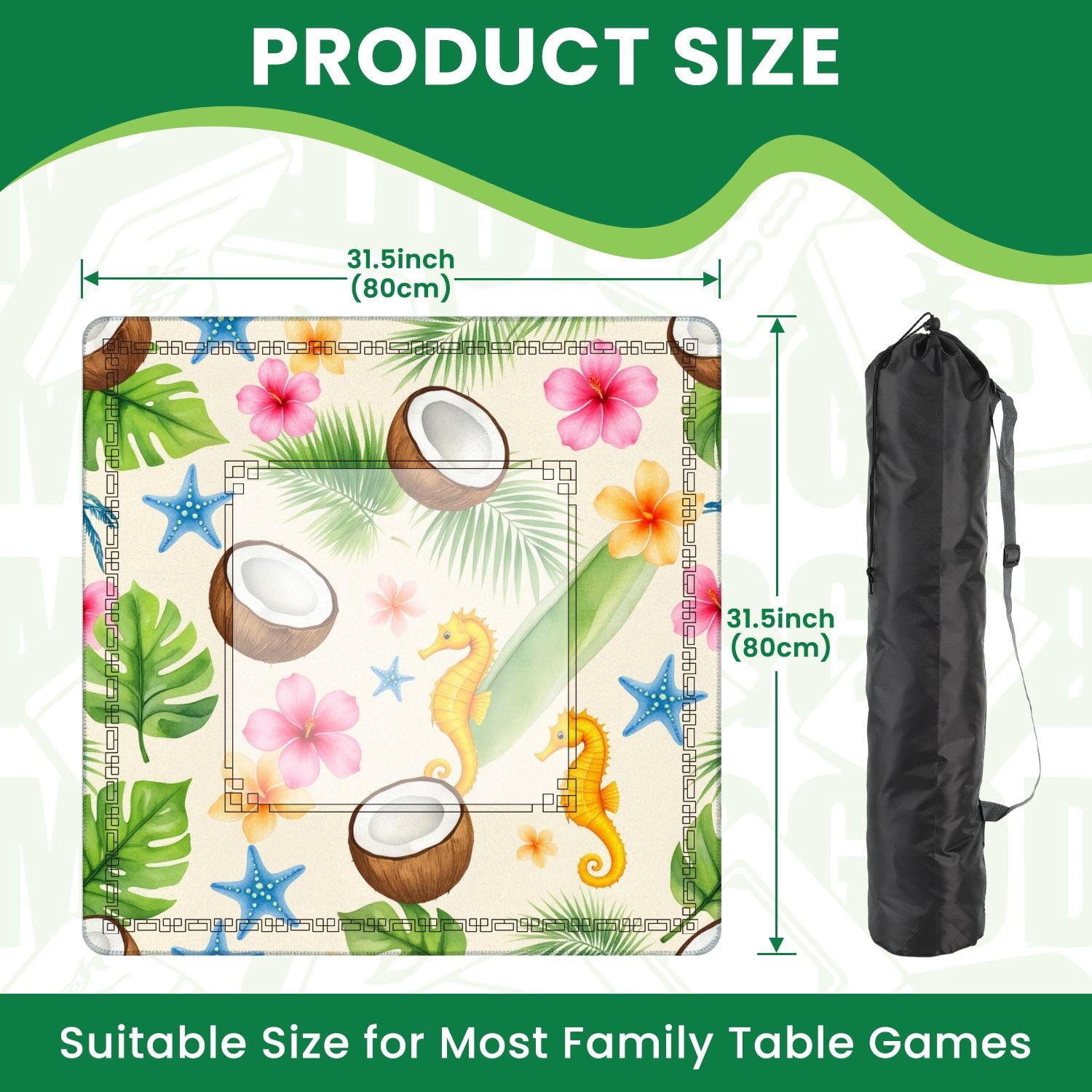 Mahjong Mat 31.5" x 31.5" Majestic Snow Covered Mountain Landscape Pine Forest Sky Non-Slip Noise Reduction American Mahjong Tiles Table Cover for Dominoes Poker Card Board Games Gift