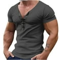 thumbnail image 2 of Wavsuf Mens Shirts V-neck Summer Gray T-Shirts Size S, 2 of 6