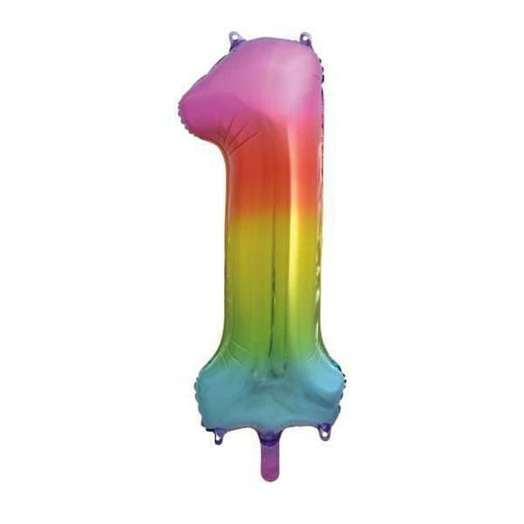 Rainbow Foil Balloon, Number 1 Shaped, 34"