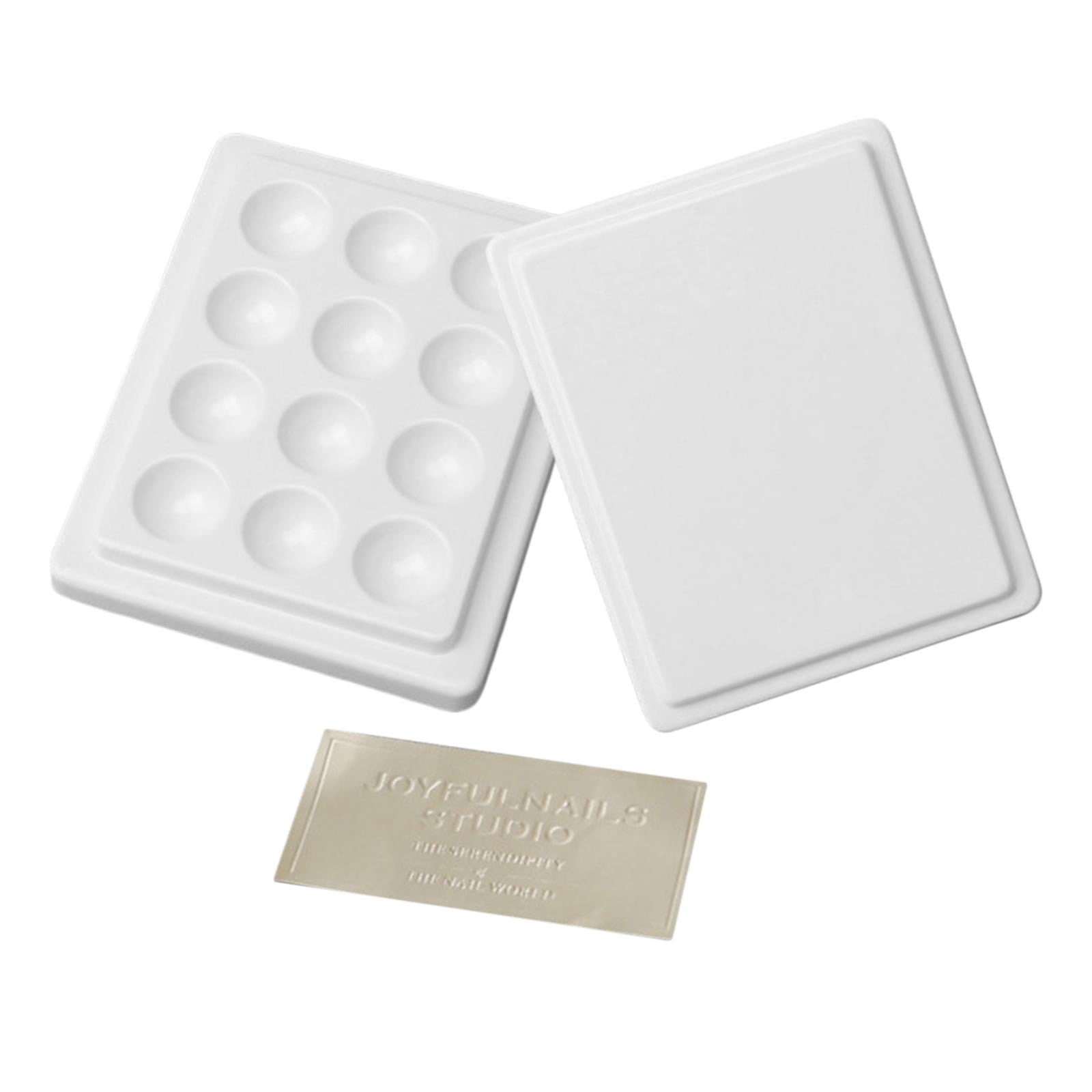 Yunhgft 12-Well Ceramic Porcelain Watercolor Paint Palette with Cover 4x3 inches Mixing
