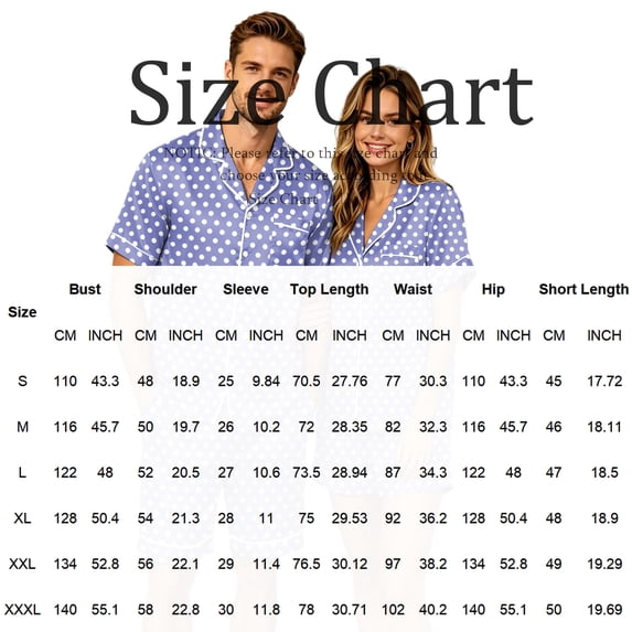 HAJWOH Men's Pajamas Short Sleeve Button-Down Polka Dot Print Loungewear Sleepwear Set