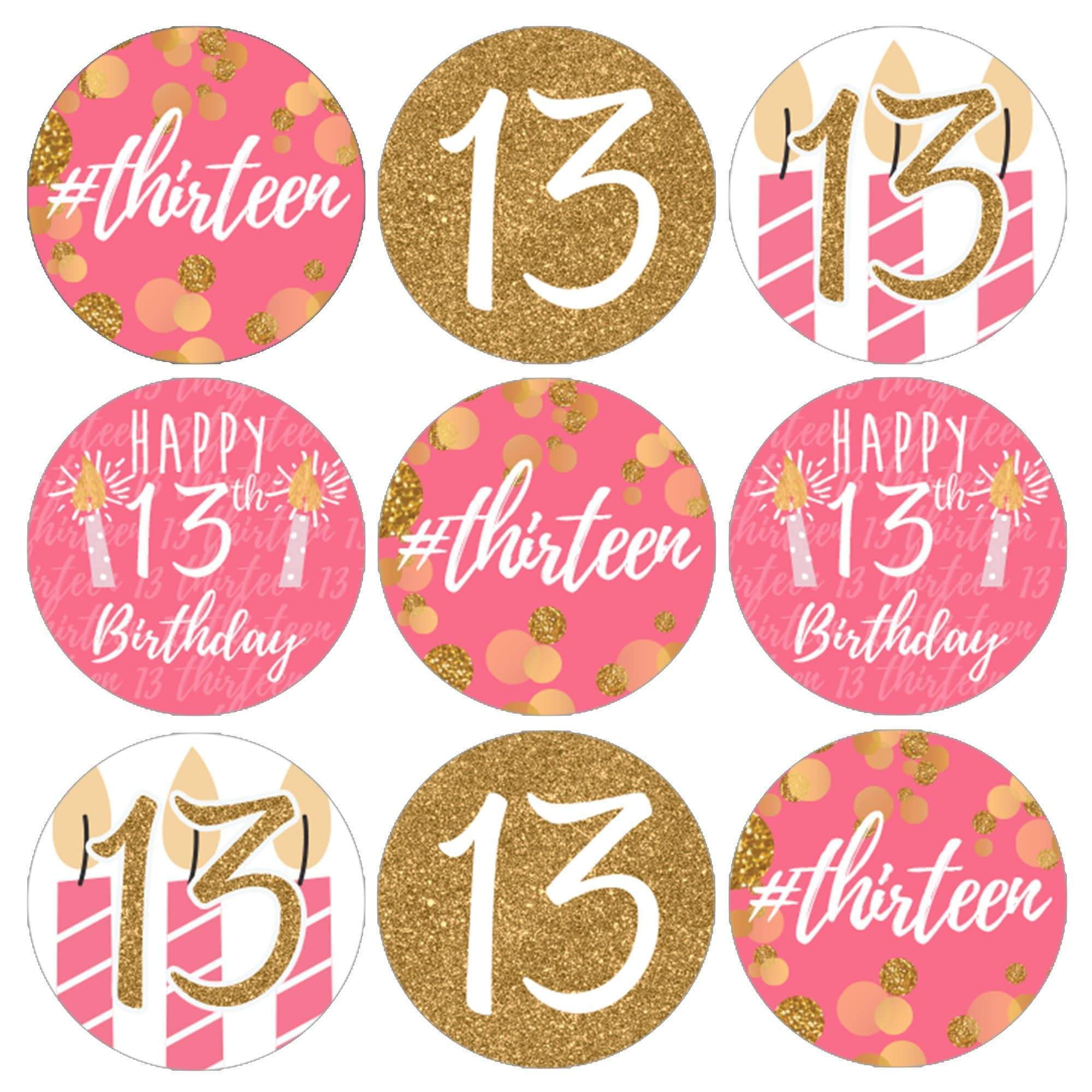 Pink and Gold 13th Birthday Party Stickers | Party Favor Labels for Kiss  Candies - 180 Count - Distinctivs