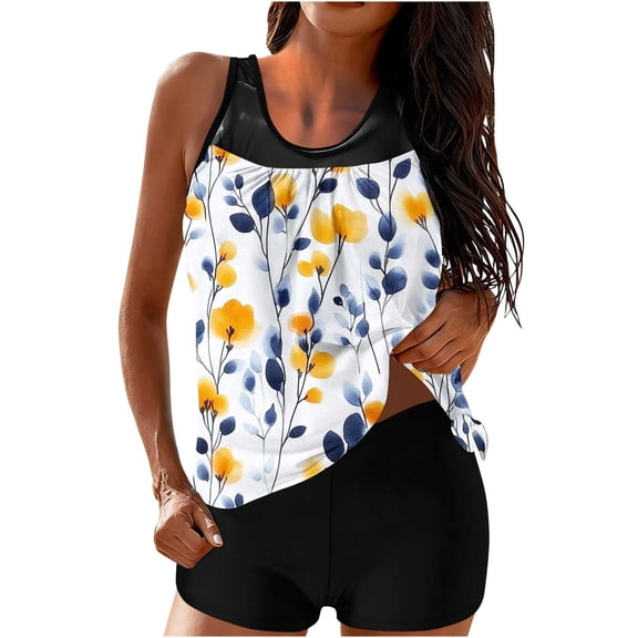 Bathing Suits for Women Modest Swimwear Tummy Control Swimsuits Vintage Loose Fit Tank Top with Boyshort