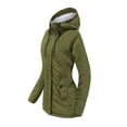 thumbnail image 3 of Women's Hooded Corduroy Cotton Coat with Fleece Lining, Mid-length Thickened Warm Winter Parka, Green, Size L, 3 of 5
