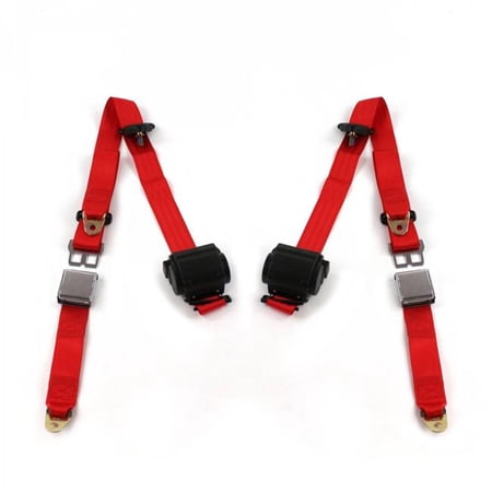 SafeTBoy Airplane 3 Point Red Retractable Bucket Seat Belt Kit for Ford Anglia 1946-1968 - 2 Belts