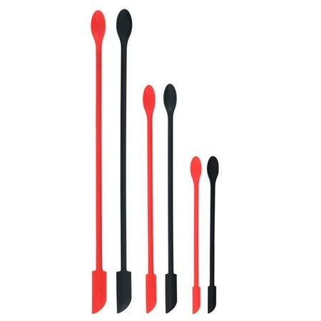 

Tutuviw Mini Spatula 6 Pcs Silicone Small Spatulas for Kitchen Bedroom Jar Makeup Cosmetics (Red + Black)