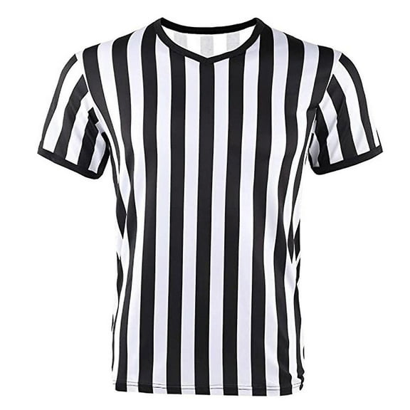 Akifronte Soccer Refer T Shirt Striped Soccer Ref Costume V-Ne Sports Shirt V7