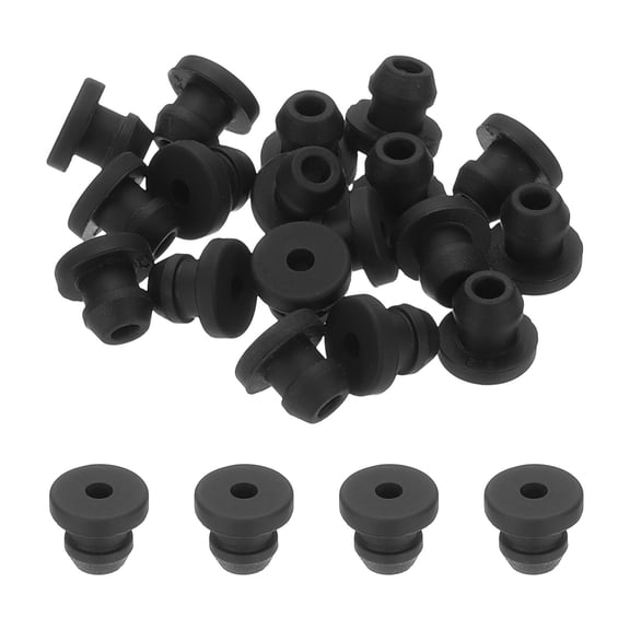 18pcs Wire Grommet, 5mm Mounting Dia Plastic Grommets Cable Snap Bushing Cable Mounting Hose Bushing Grommet Protector Fasteners Locking Silicone for Wire Cable Hose, Black