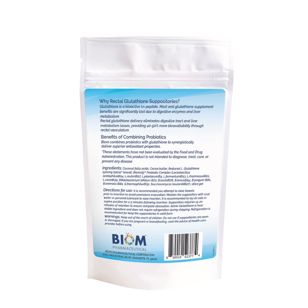 Biom Probiotics High Potency L-Glutamine 500mg (Setria Brand)+ Probiotic for Women, 30 Suppositories