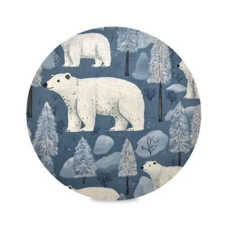

Round Plate Mat 15.4x15.4 Inchesx1 Placemat Table Mat Kitchen Mat Coffee Mat Fabric Thick Strong Wear-Resistant Heat Resistance Beautiful Cartoon Polar Bear
